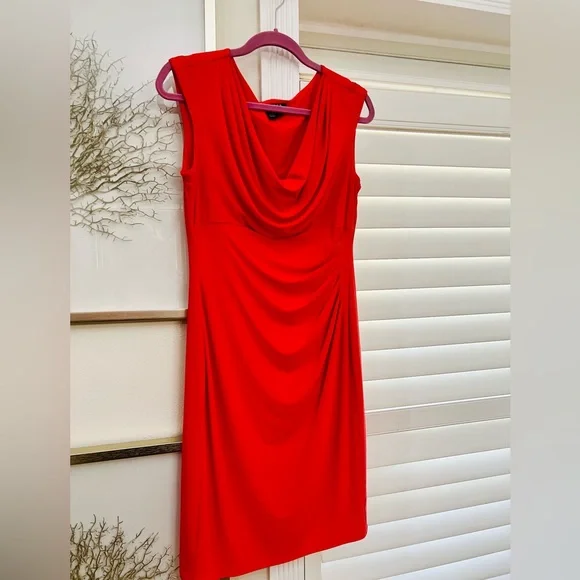 Elegant Bright Coral Sleeveless Dress Ralph Lauren, Size 12 - Picture 1 of 4